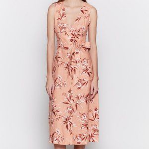 Joie Ethelda Linen Floral Button Up Dress Tie